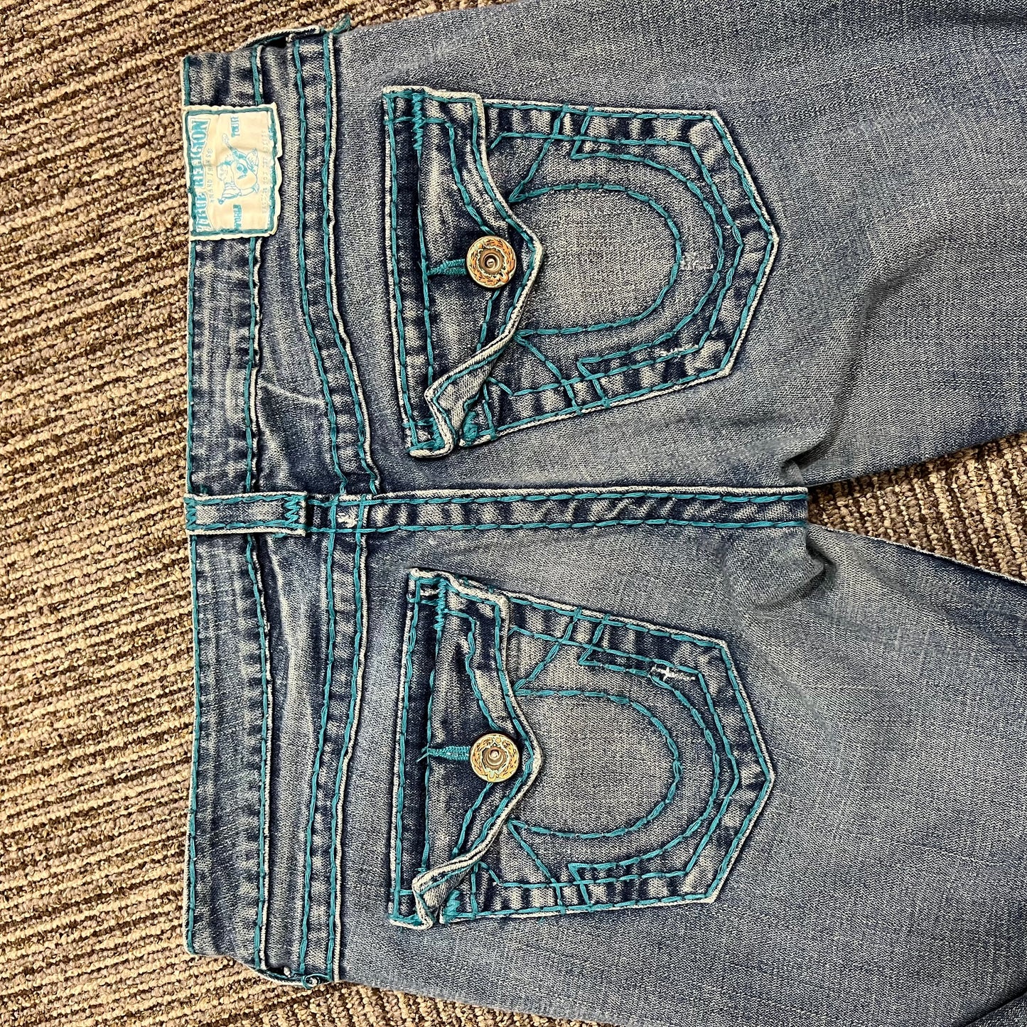 31" - True Religion Blue Contrast Stitch Jeans