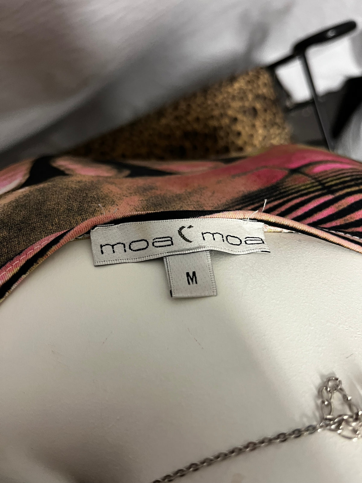 M - Moa Moa Y2K Pink + Green Patterned Top