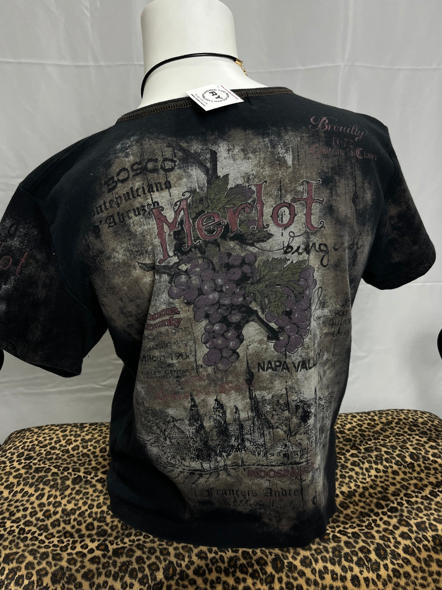 Cactus Merlot Rhinestone Art Nouveau Top