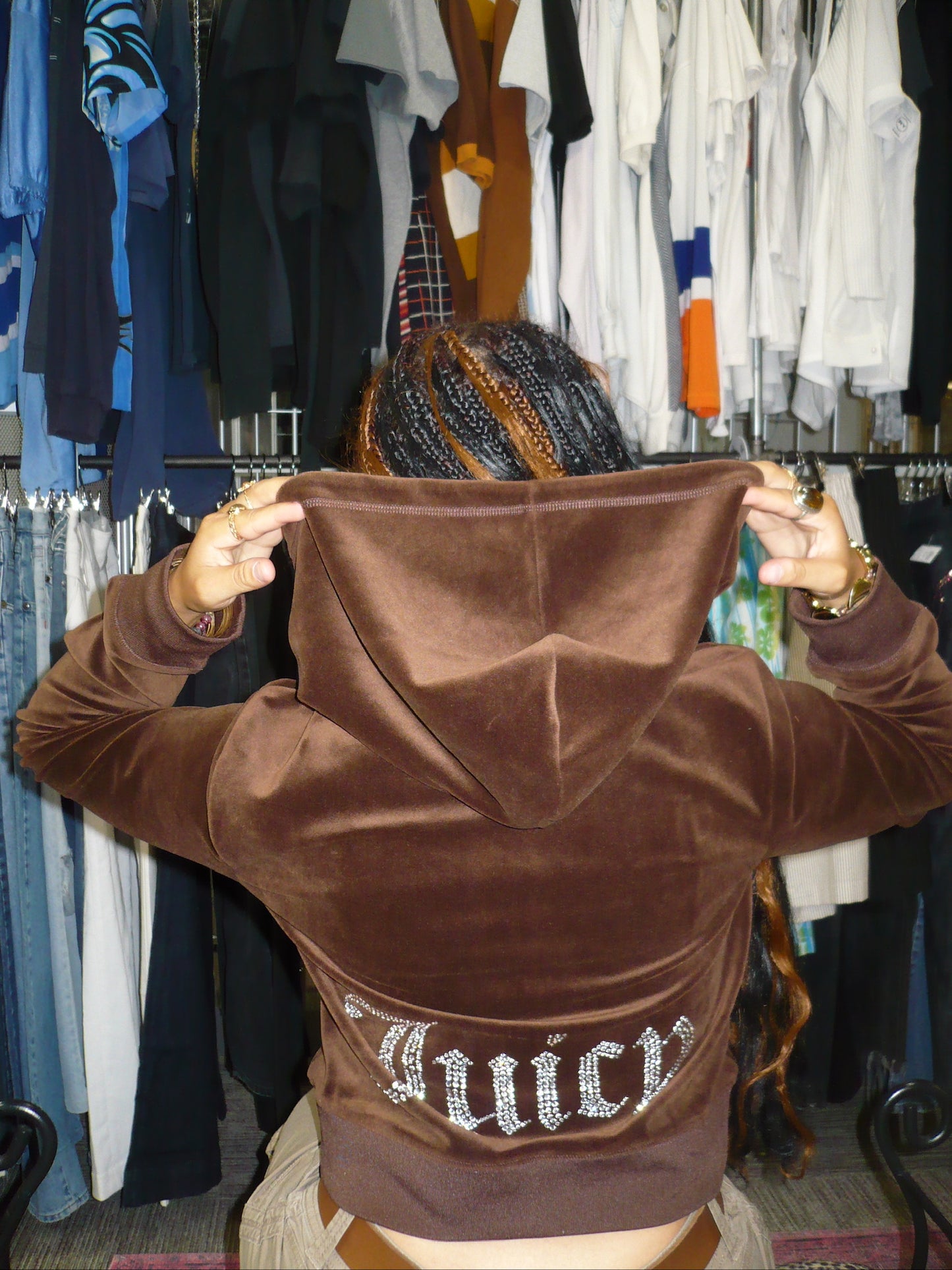 L - Juicy Couture Rhinestone Zip Hoodie
