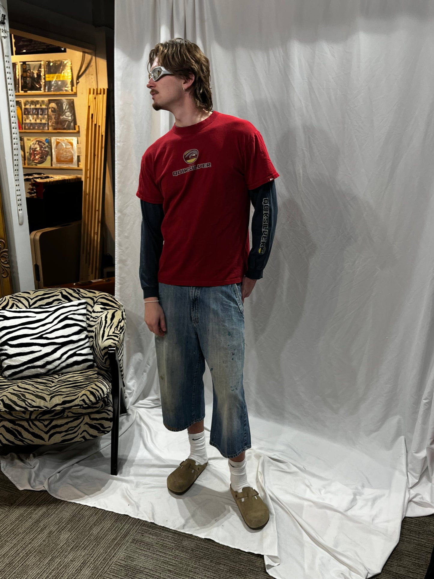L - Quiksilver Y2K Graphic Double Layered Long Sleeve Tee