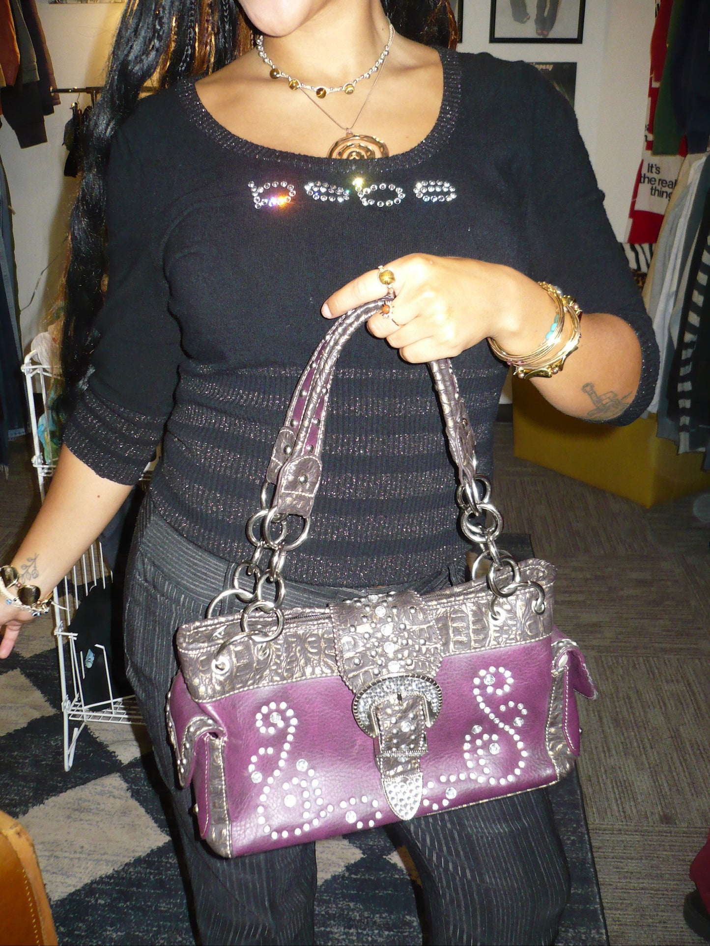Montana West Leather Buckle Purse