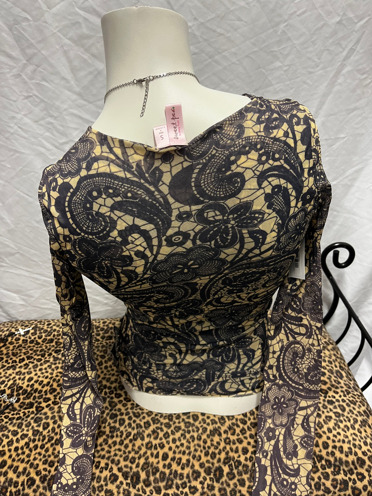 S - Sweet Pea 2000s Patterned Mesh Top