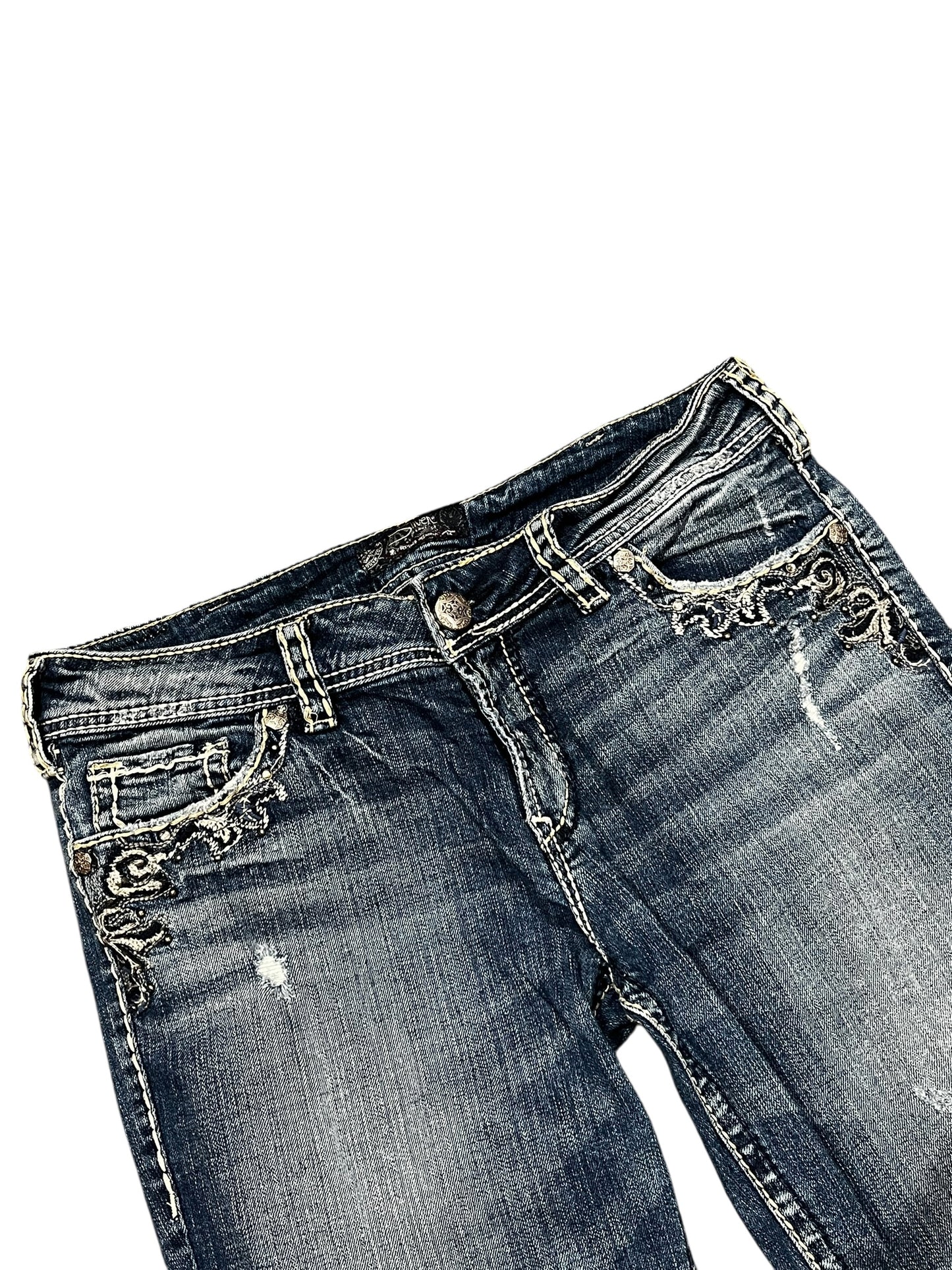 32 x 34" - Silver Suki Y2K Bootcut Embellished Jeans
