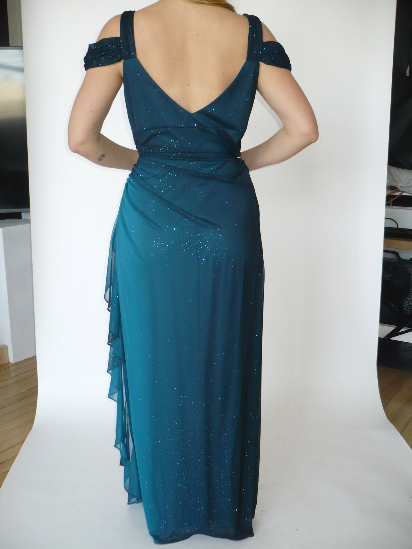Laura Y2K Teal Sparkle Gown