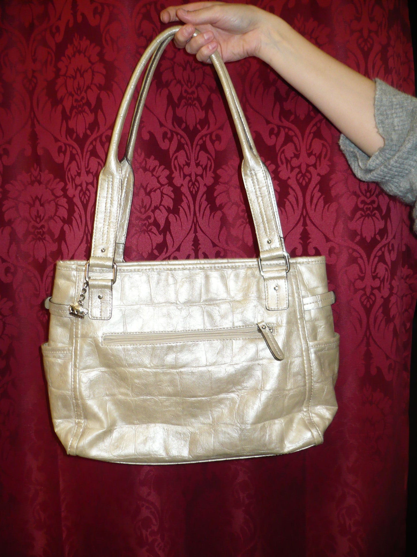 2000s Liz Claiborne Metallic Faux Leather Purse