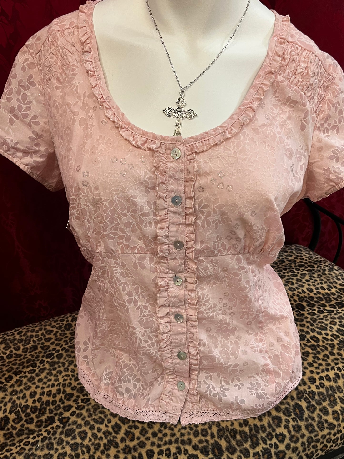 M/L - 2000s Milkmaid Cinch-Waist Top