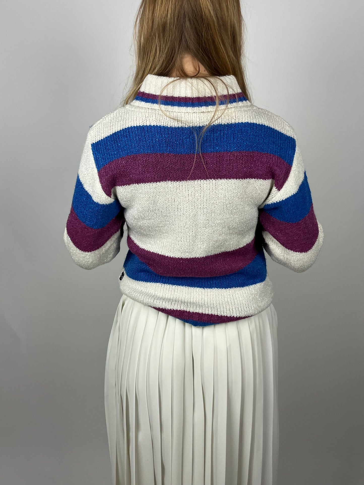 Fylfot Funky Striped Beaded Turtleneck Sweater