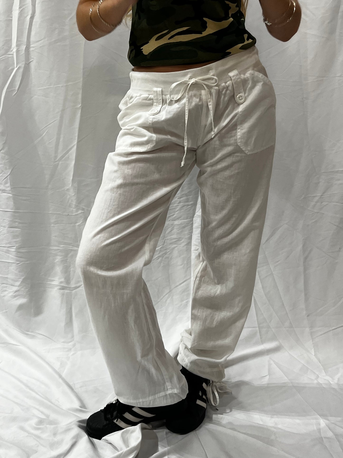 S - LVER Aqua Linen Wide Leg Pant