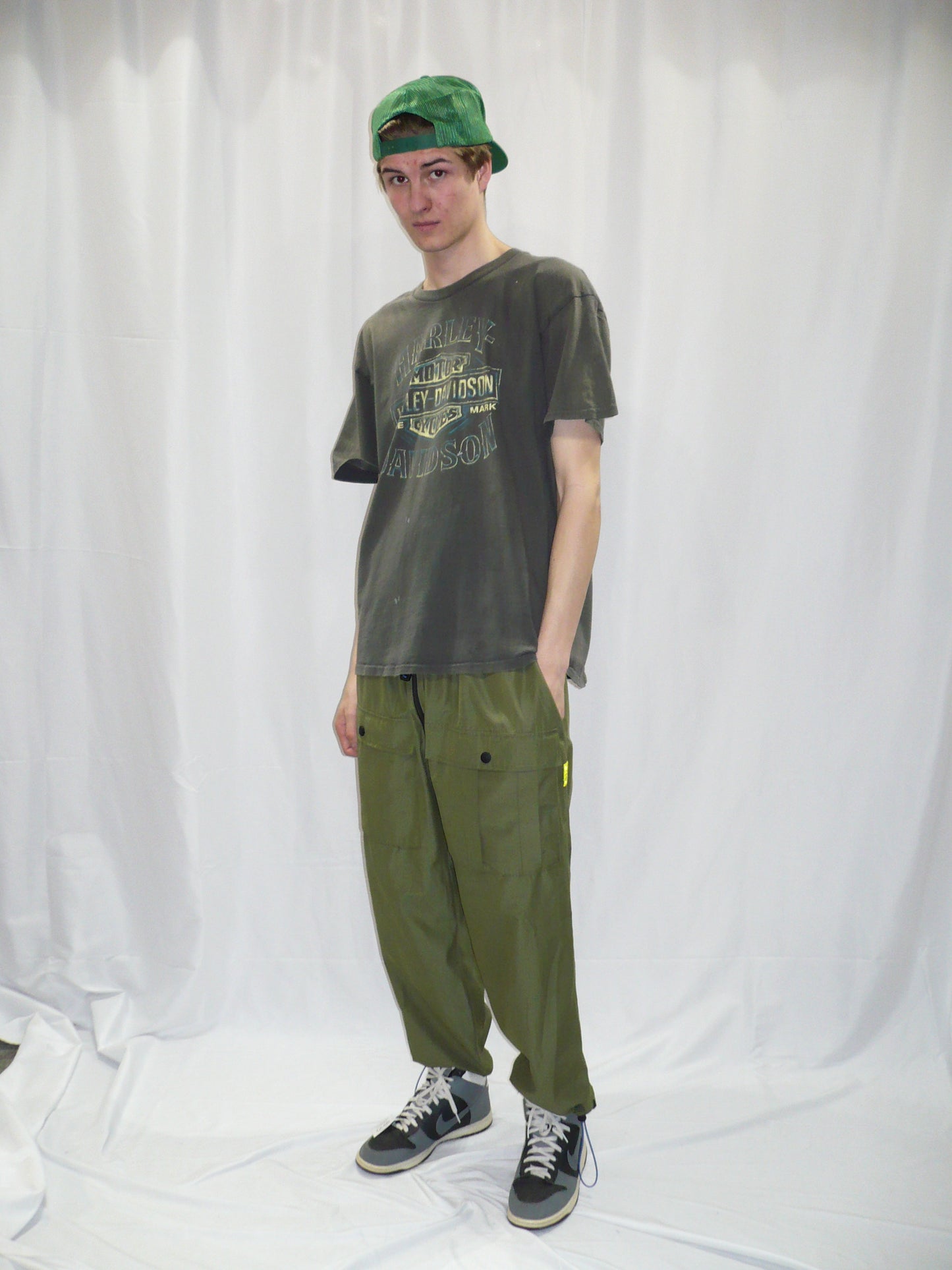 Brain Dead Drawstring Army Green Wide Leg Pants