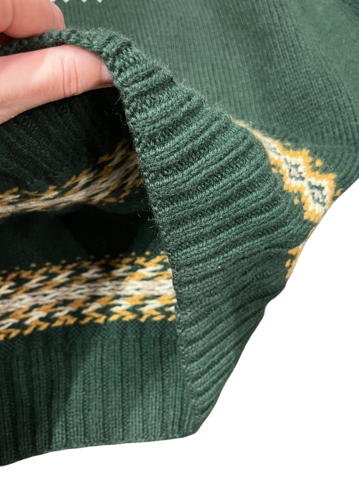 M/L - Forest Green Nordic Pattern Knit Sweater