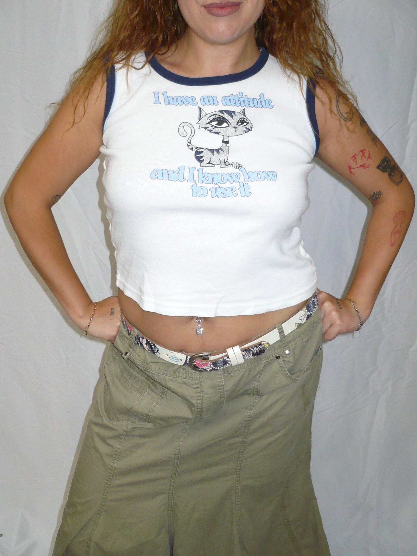 XS/S - Y2K Attitude Cat Graphic Top