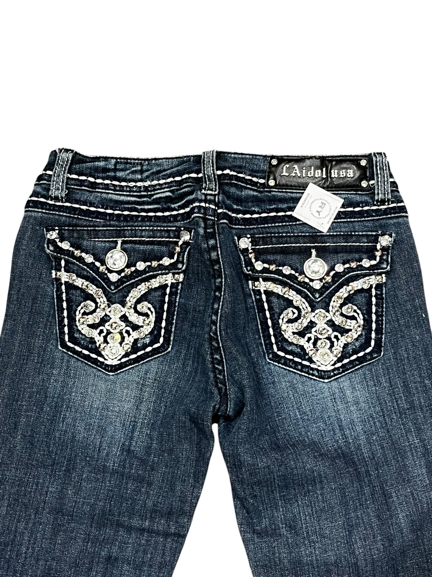 29" - Y2K LA IDOL studs + Diamonds Denim Capri