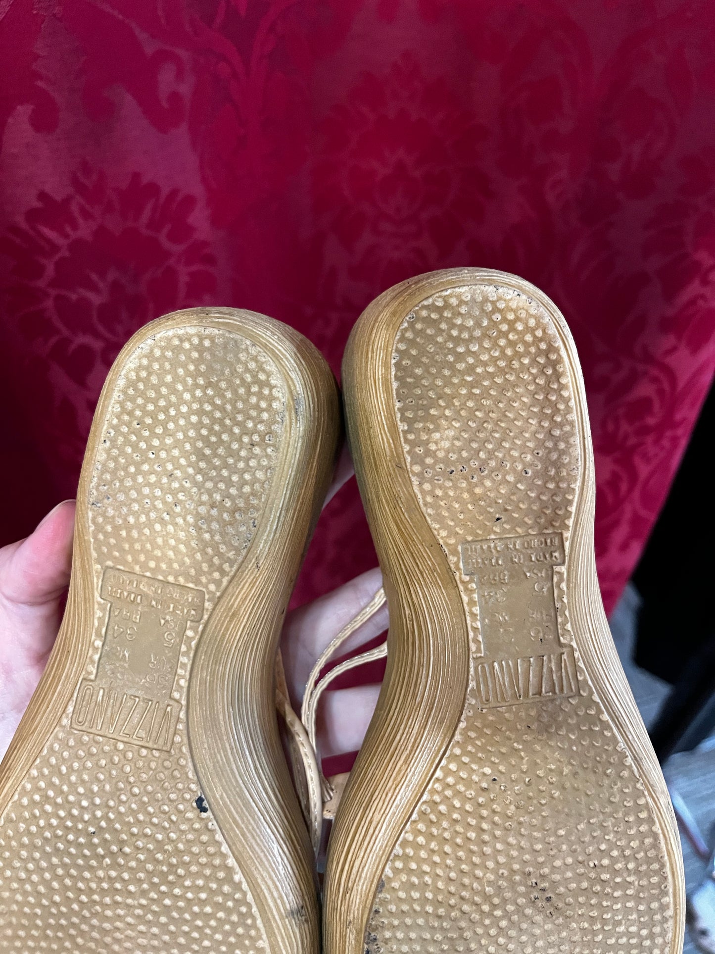 SZ 5 - VIZZANO Beaded Flower Wedge Sandal