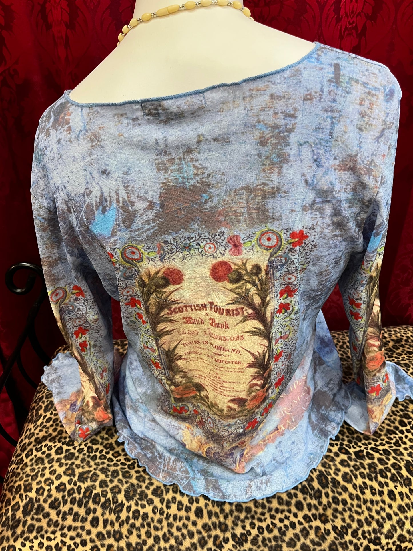 L - OneWorld Mesh All-Over Pattern Top