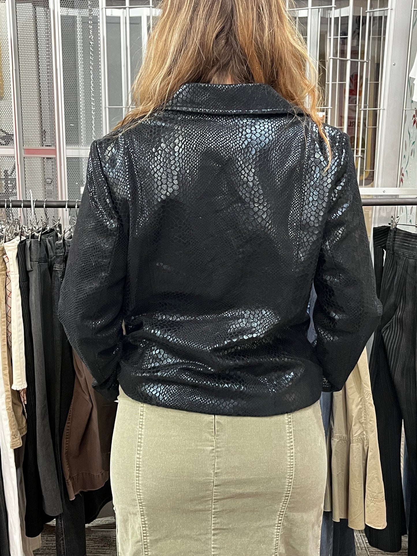 SZ 12 - TanJay Snakeskin Patterned Collared Zip Jacket