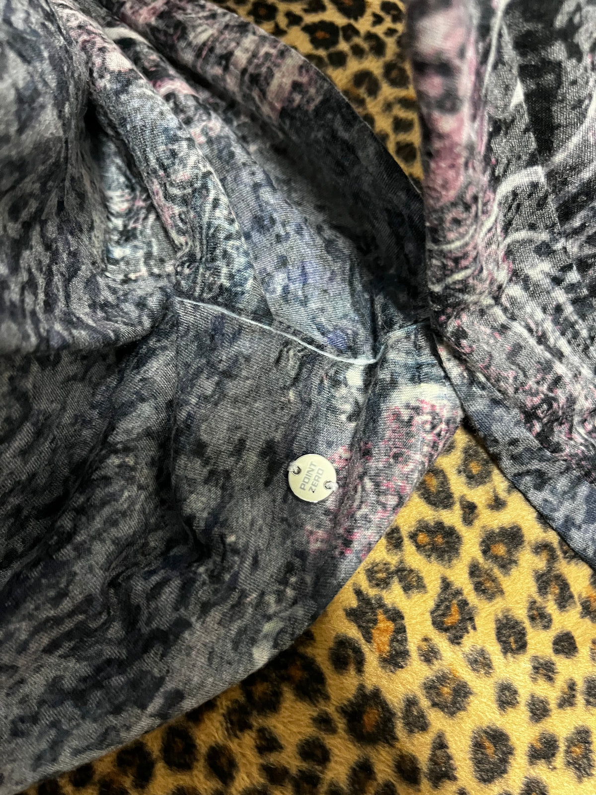 L - Point Zero 2000s Rhinestone + Lace AOP Graphic Top