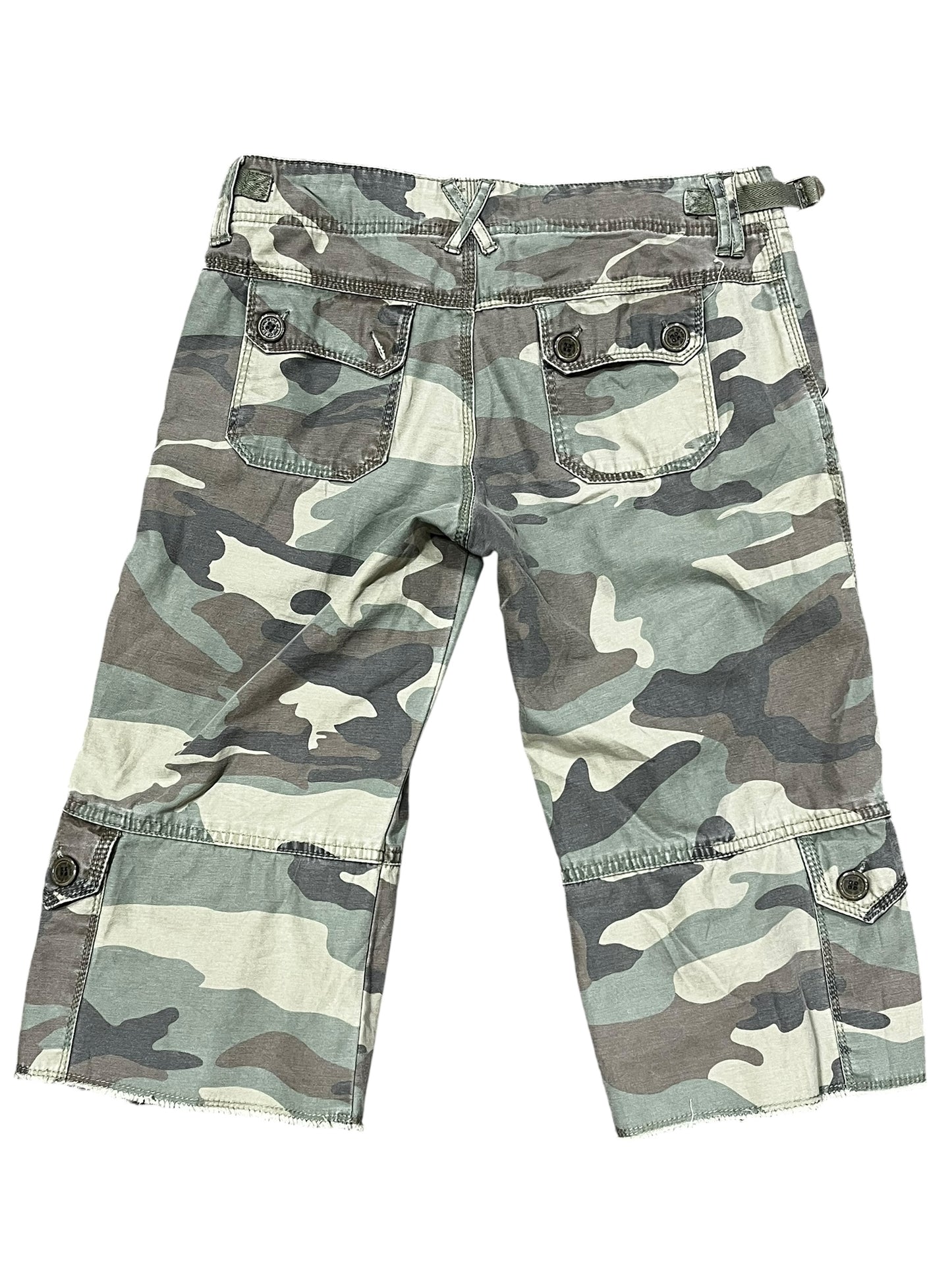 30" - Y2K Roxy Flared Camo Capri Pant