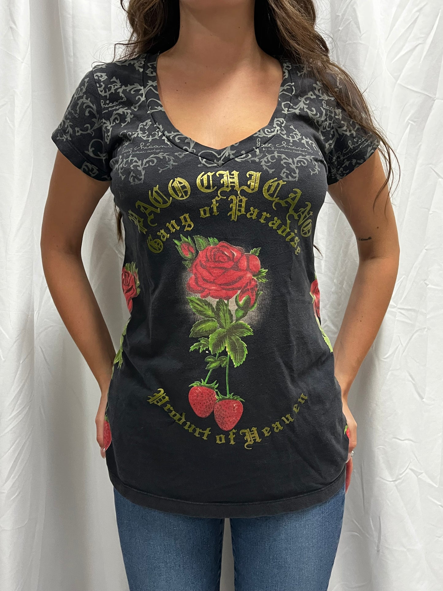 L - Paco Chicano by Christian Audigier Y2K Graphic AOP Top