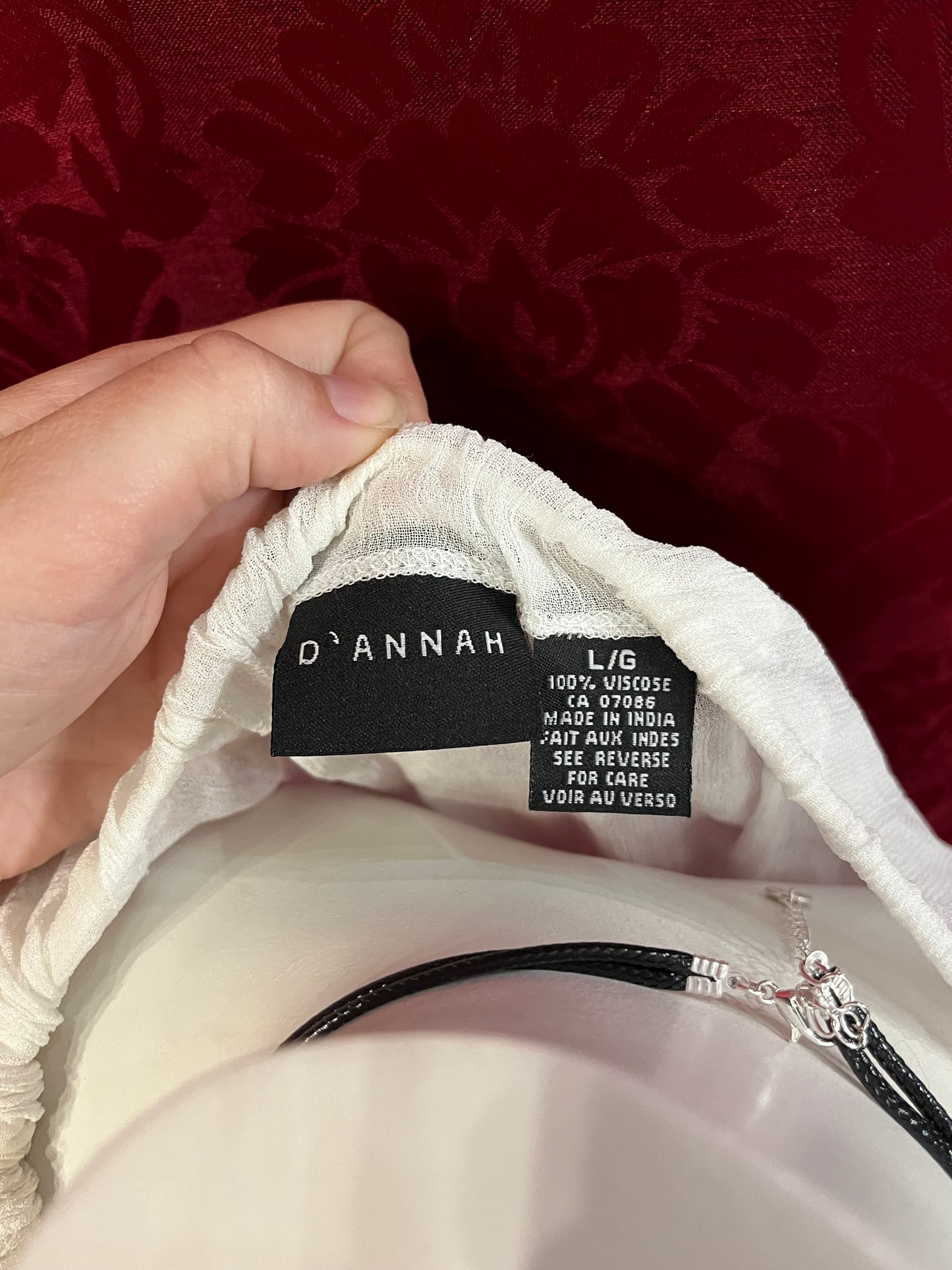 L - D'Annah White Sheer Peasant Blouse