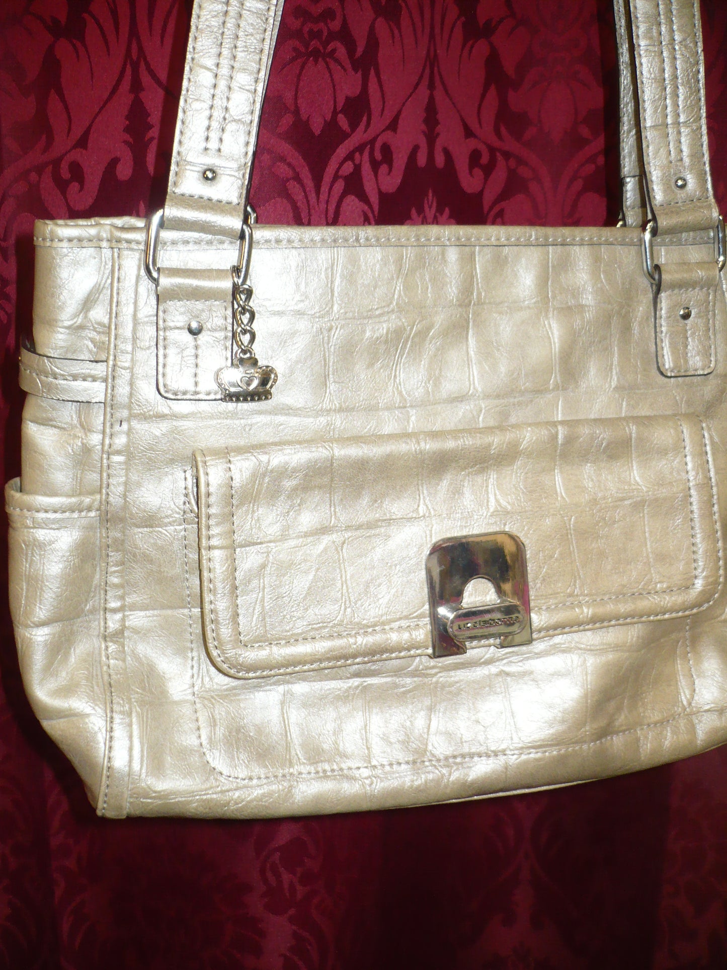2000s Liz Claiborne Metallic Faux Leather Purse