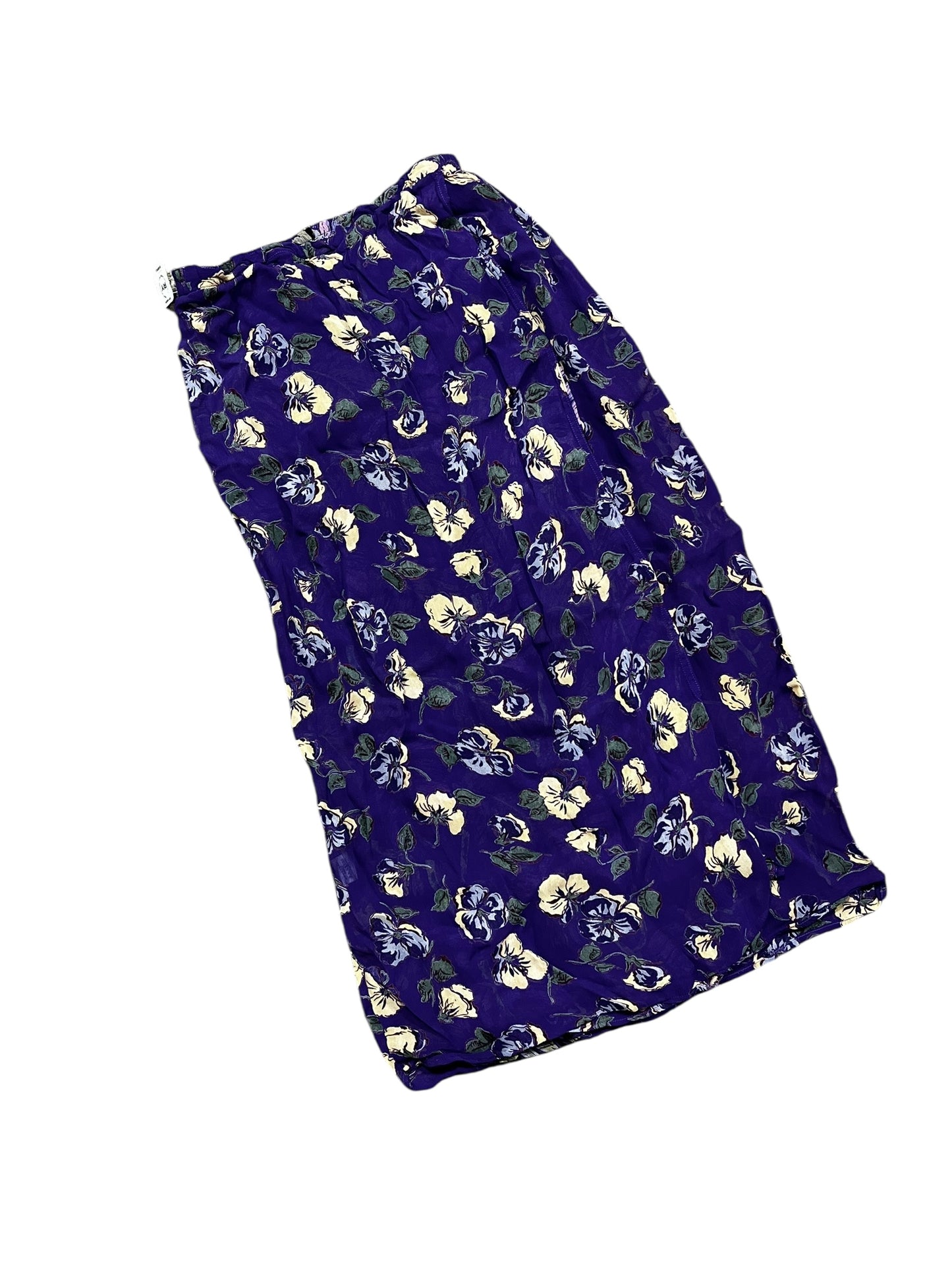 S - 90s Floral Mesh Overlay Maxi Skirt