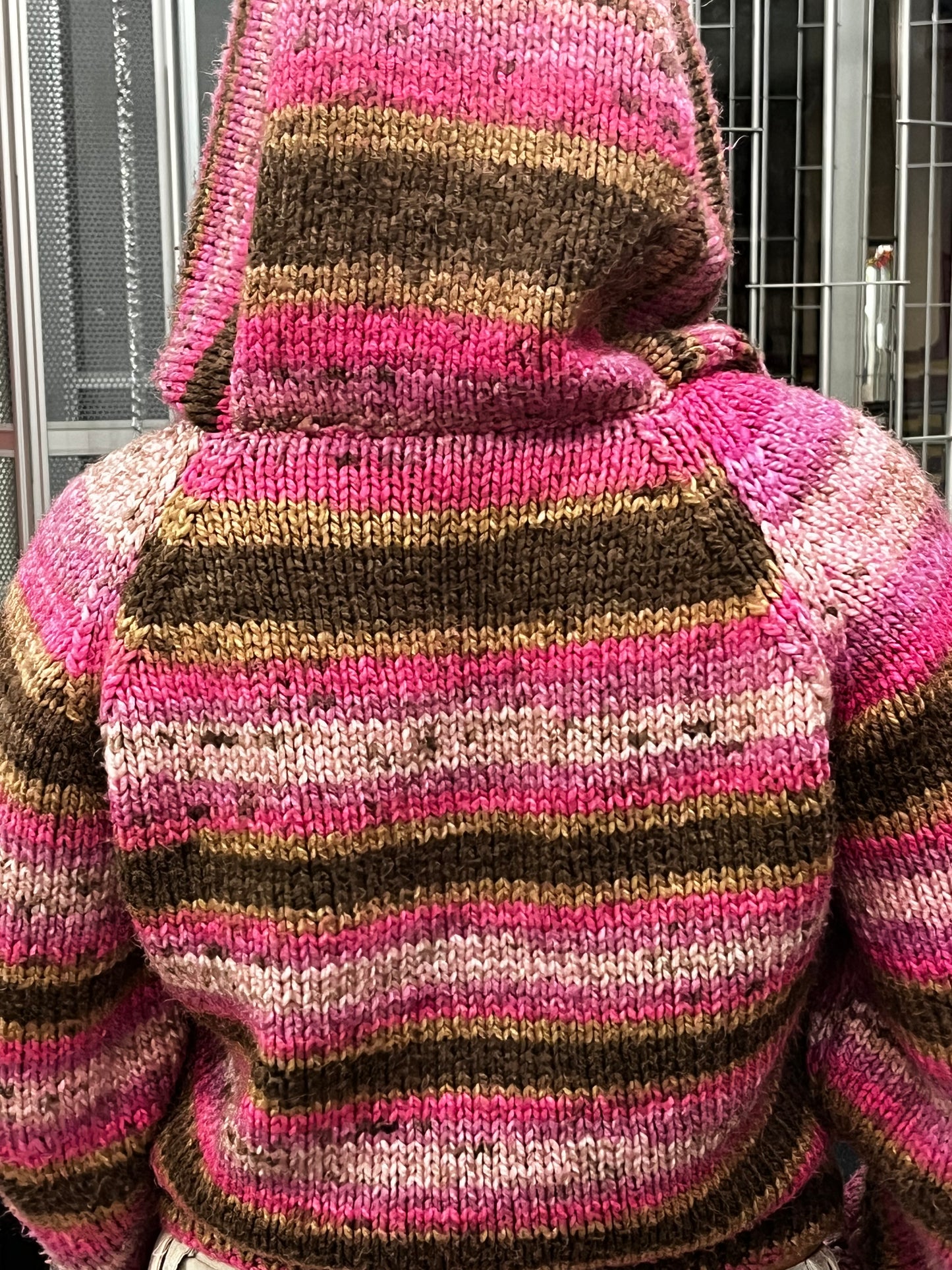 M/L - Pink Knit Zip Up Slouchy Hoodie