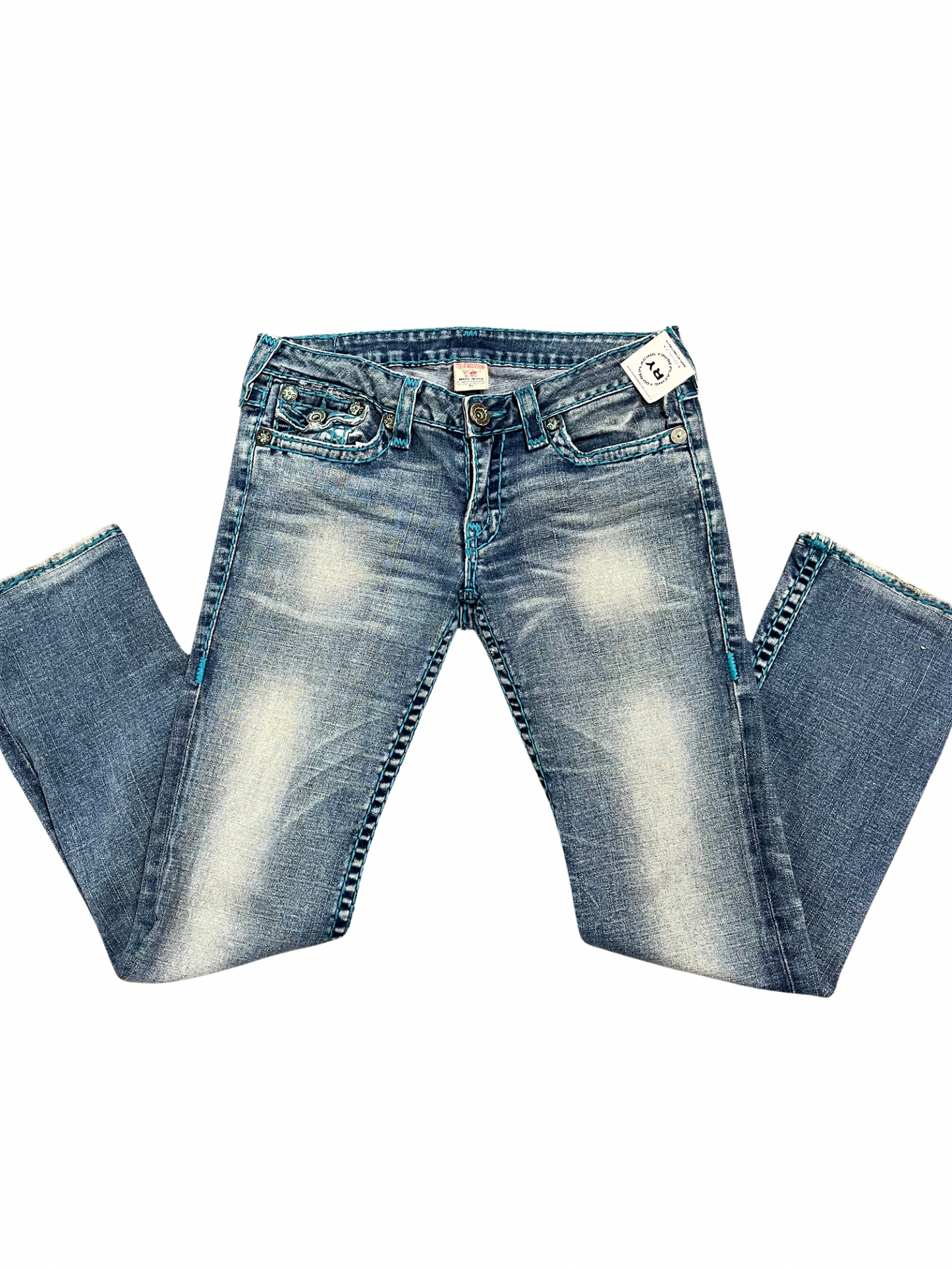 31" - True Religion Blue Contrast Stitch Jeans