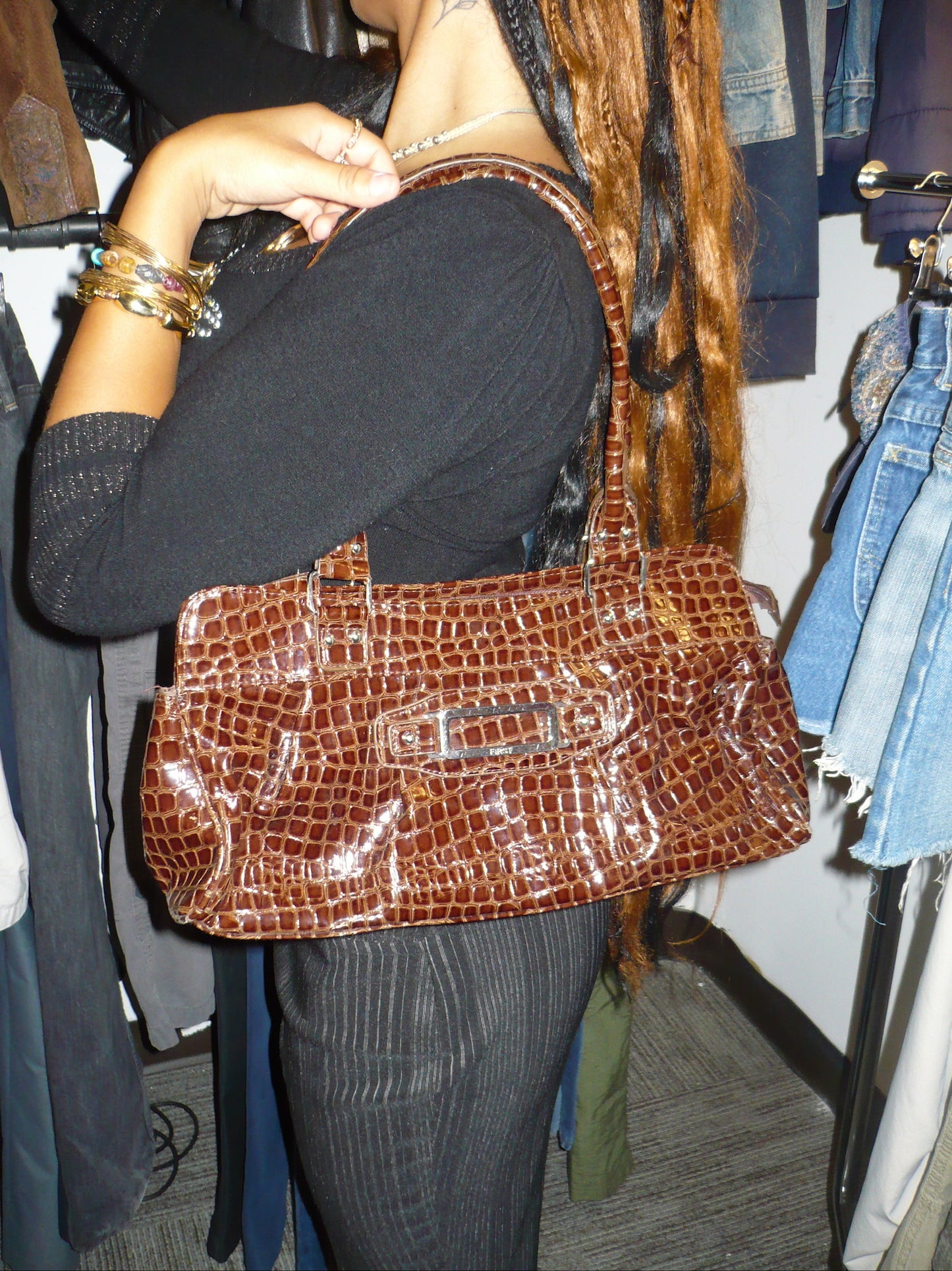 FIRST Brown Snakeskin Purse