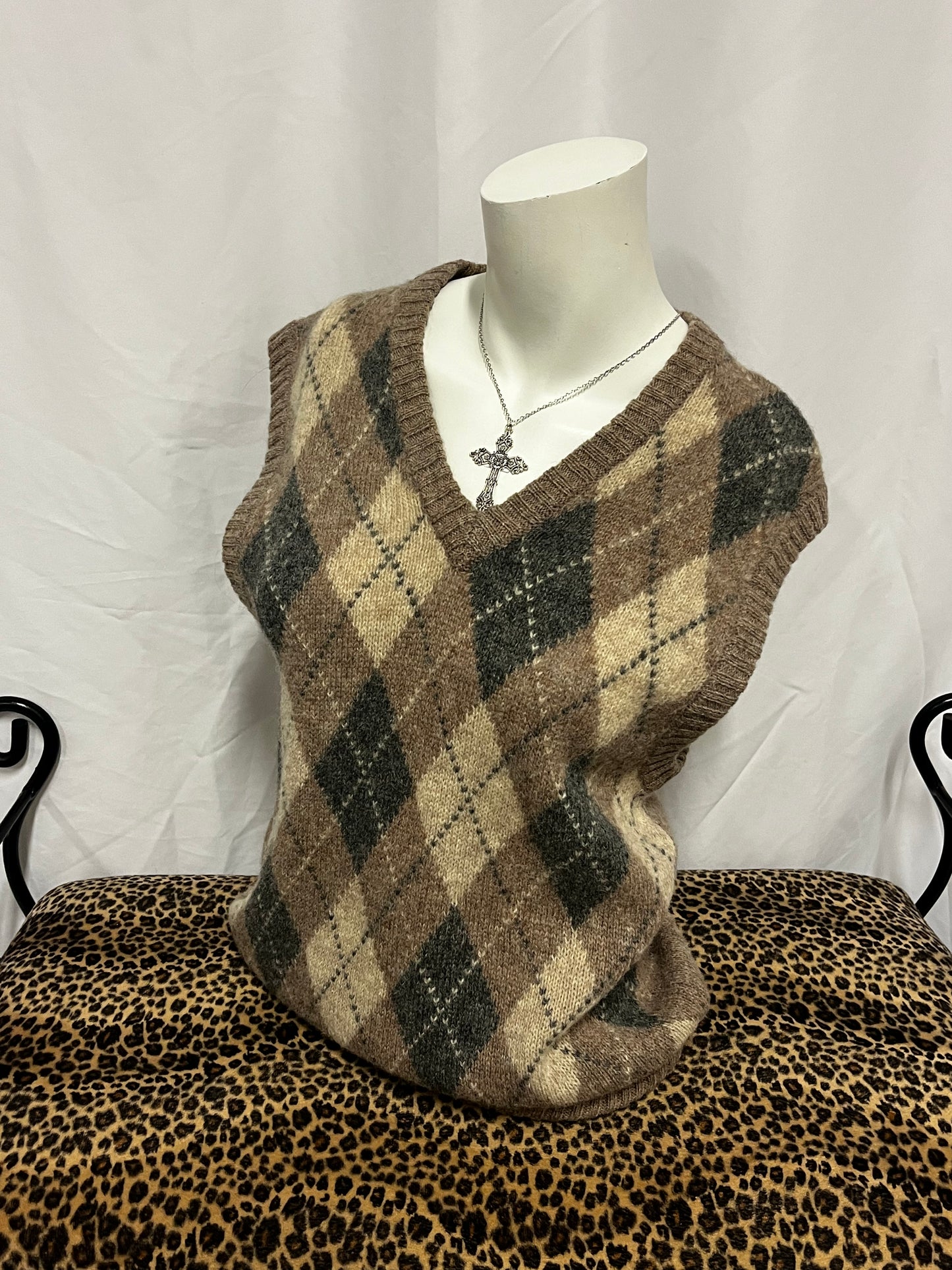 L - Club Intl. 80s Wool Argyle Sweater Vest