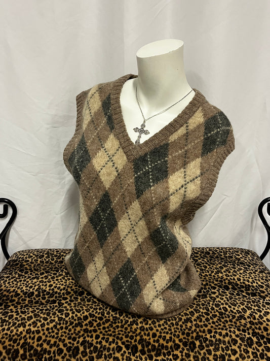 L - Club Intl. 80s Wool Argyle Sweater Vest