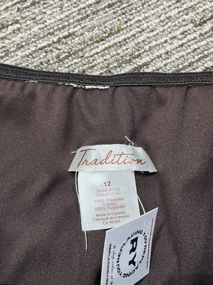 SZ 12 - Tradition Brown + Green Mesh Overlay Skirt