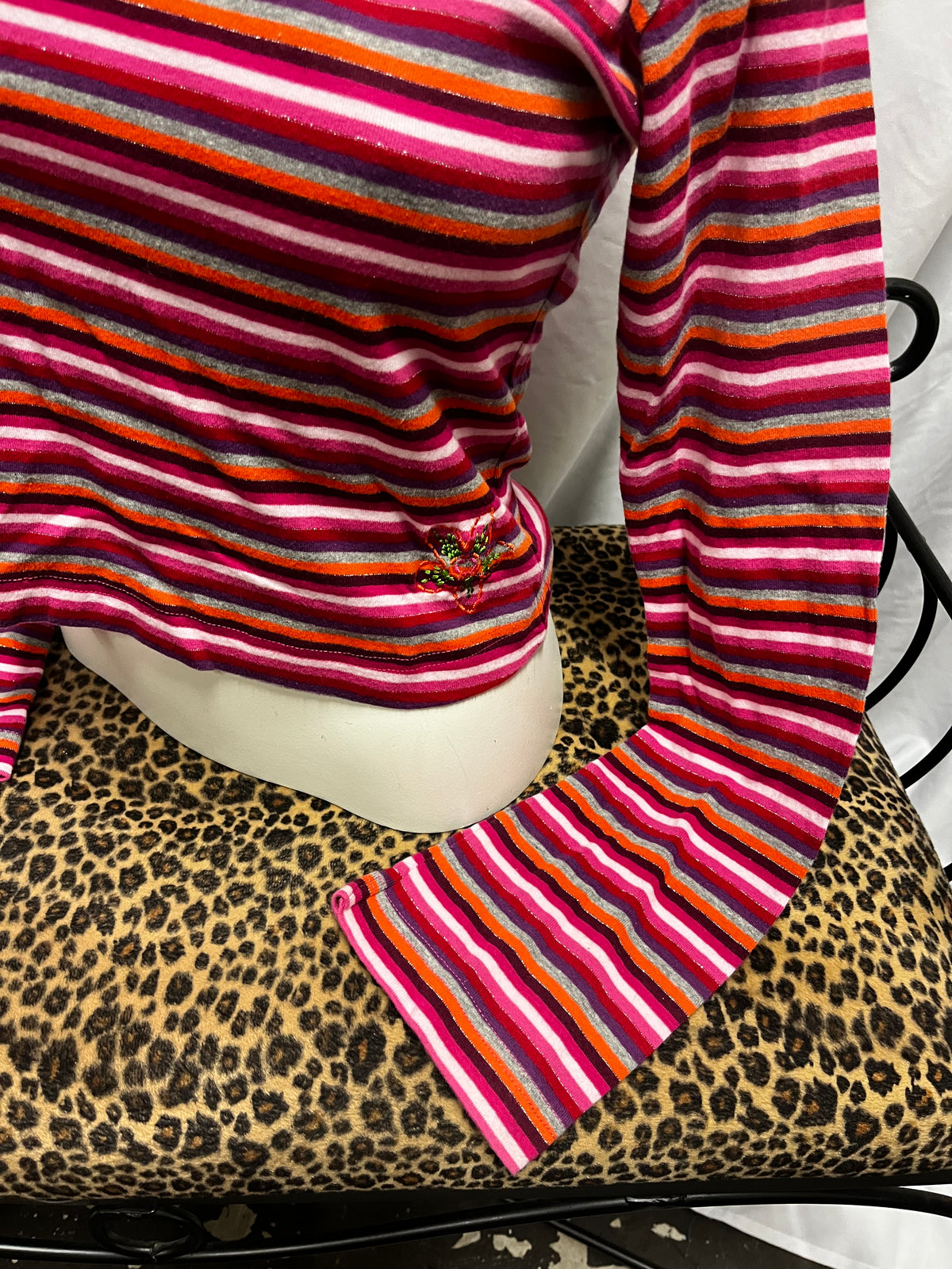XS/S - Request Y2K Bell Sleeve Pink Stripe Top