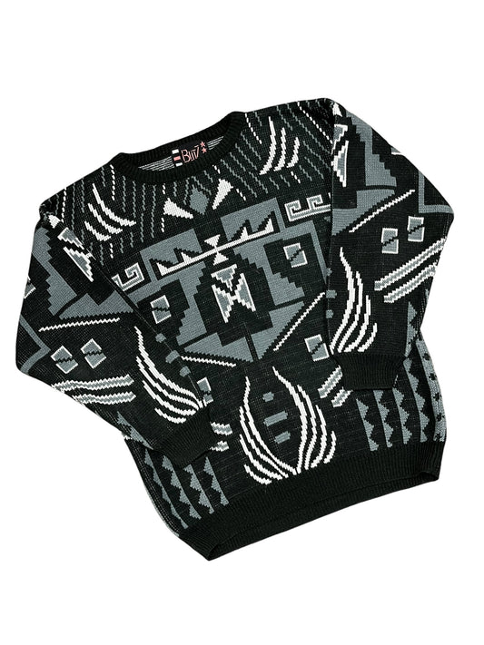 M - Blitz 80s Patterned Knit Sweater