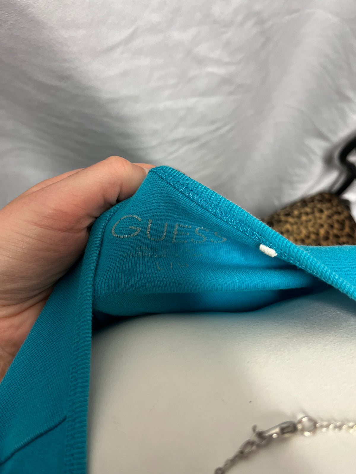L - Guess Jeans Y2K Rhinestone Blue Tank Top