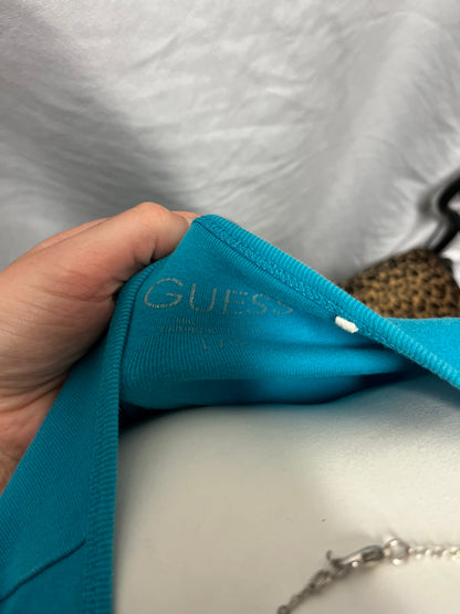 L - Guess Jeans Y2K Rhinestone Blue Tank Top