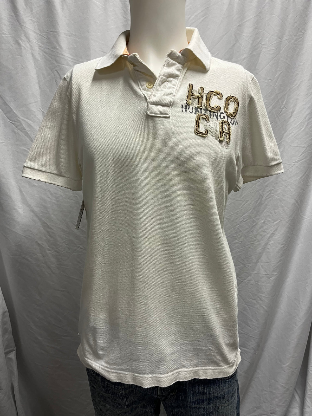 L - Hollister Y2K Applique + Back Hit Polo Tee