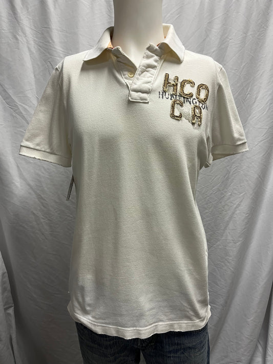 L - Hollister Y2K Applique + Back Hit Polo Tee