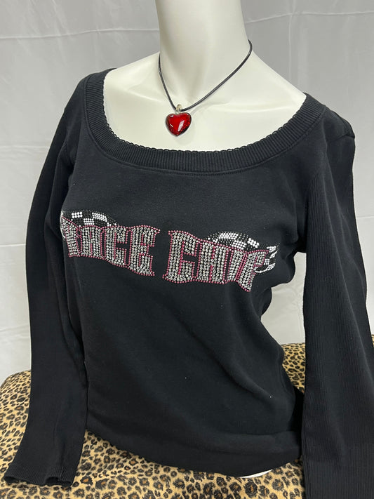 Race Chic Y2K Rhinestone Long Sleeve Top