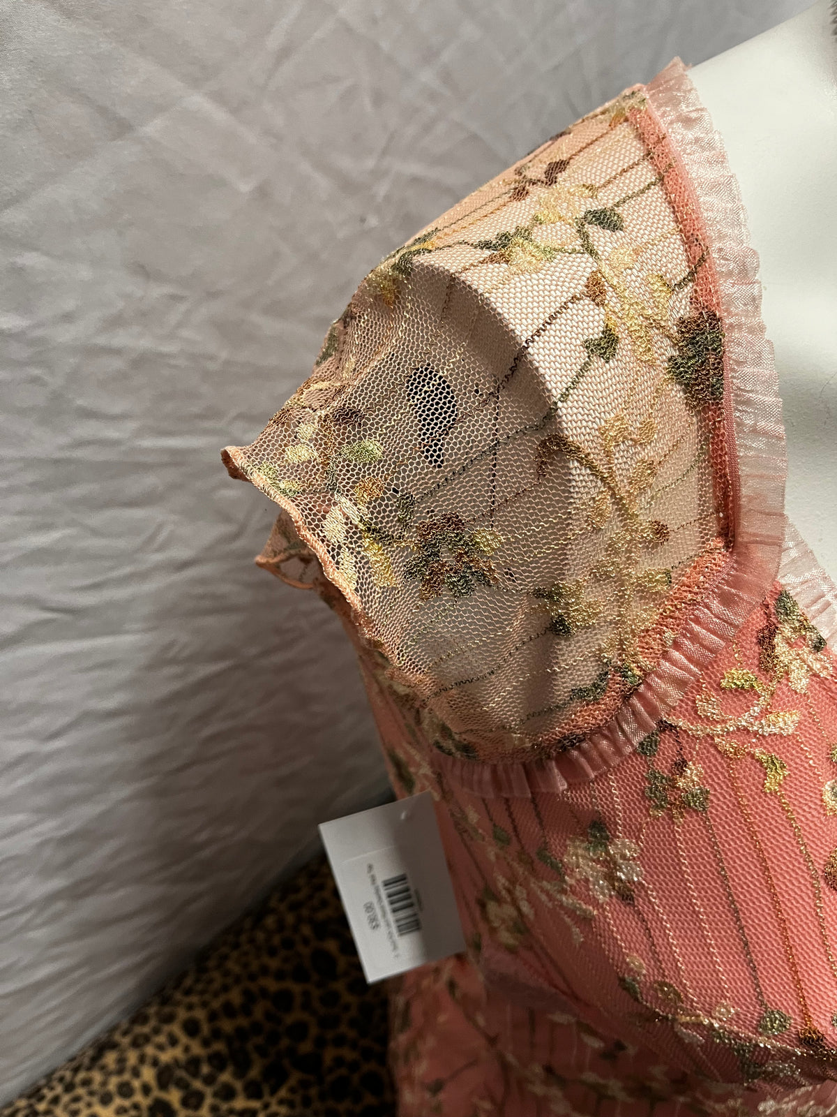 S - Suzy Y2K Lace Floral Overlay Pink Top