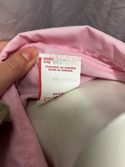 M - Pink Ruffle Neck Button Blouse Made In Canada