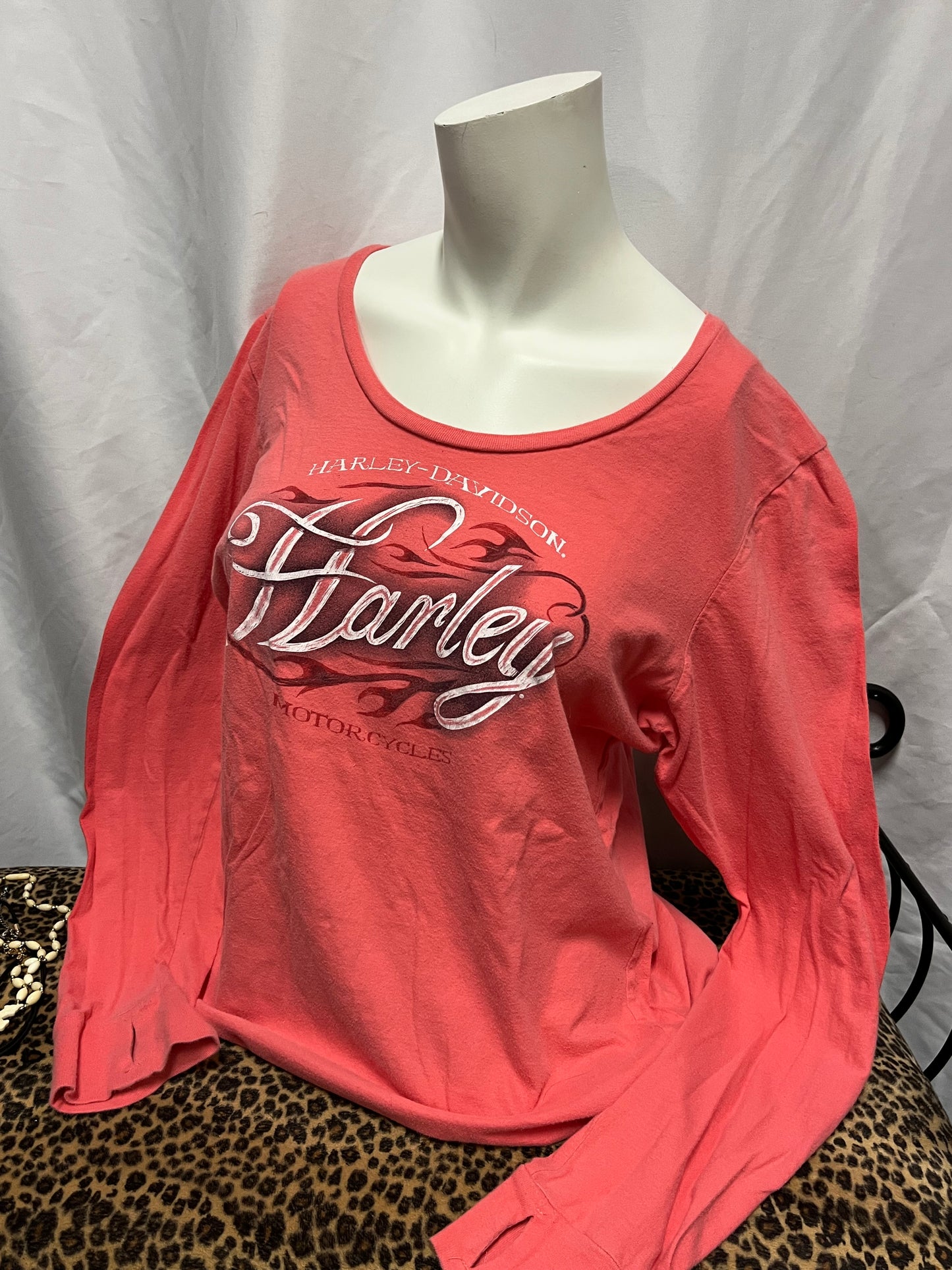 XL - Harley Davidson Pink Graphic Long Sleeve Top