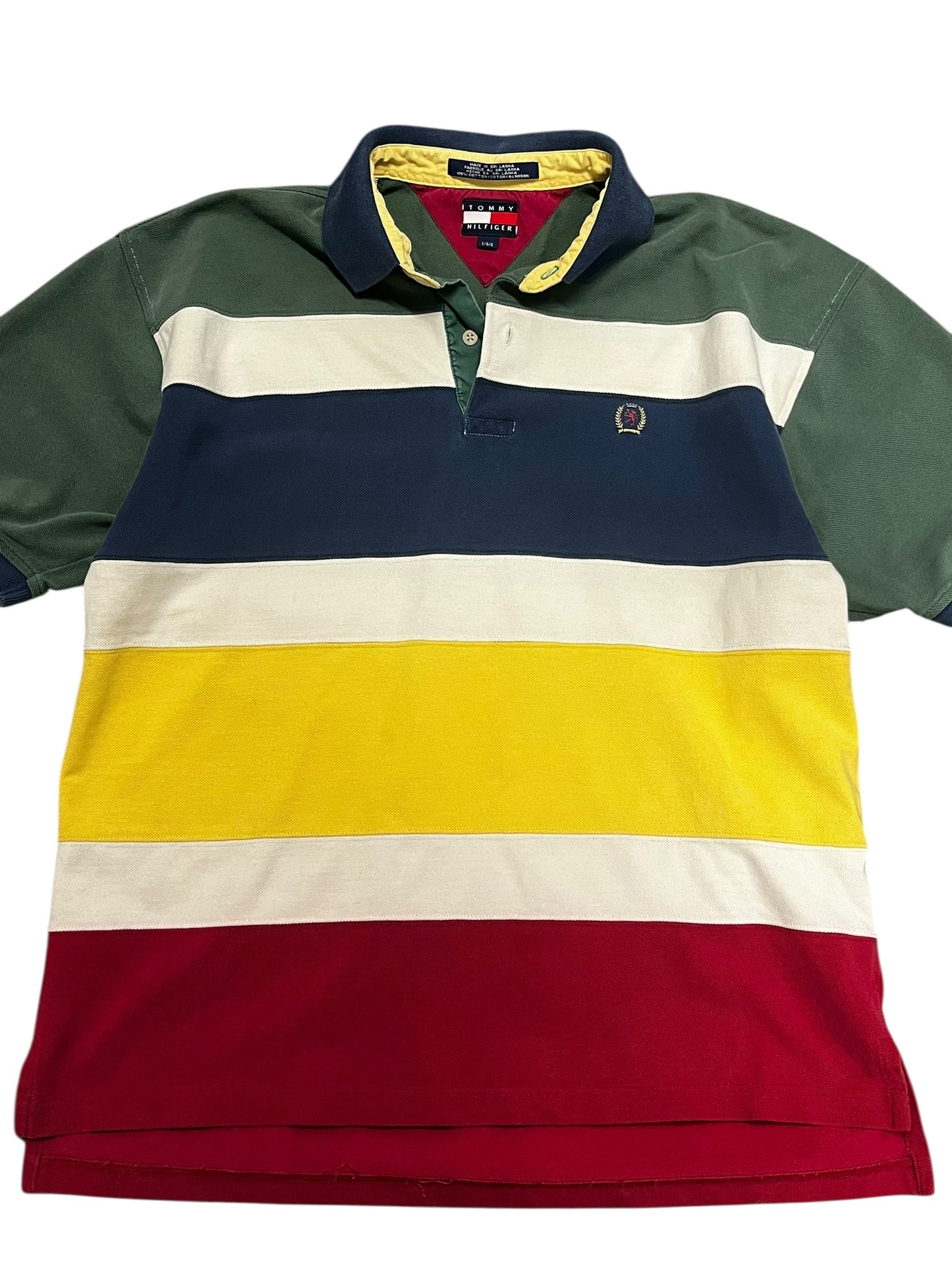 L - Tommy Hilfiger 2000s Striped Polo Tee