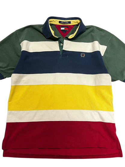 L - Tommy Hilfiger 2000s Striped Polo Tee