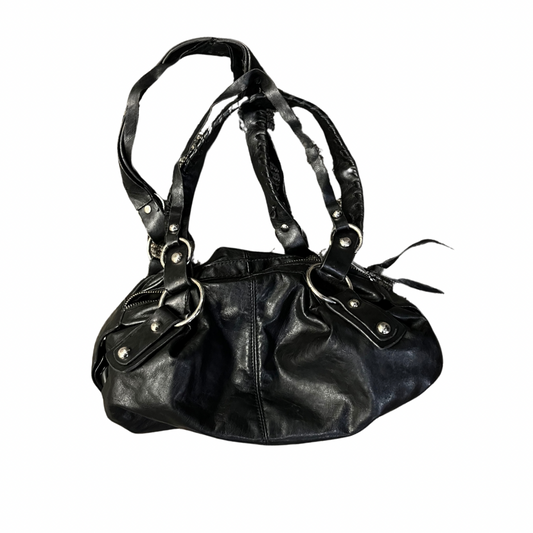 Y2K Black + Silver Slouchy Shoulder Bag