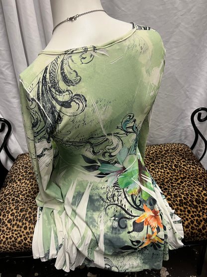 S - Pretty Woman Y2K Green Fairy Graphic Top