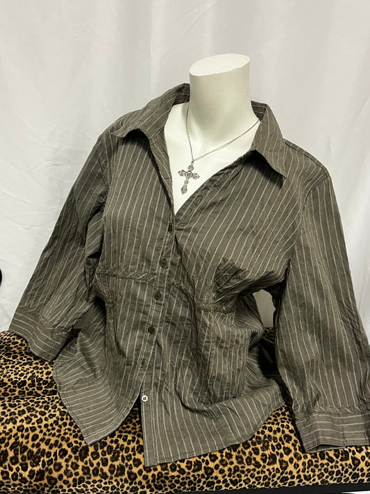 XL - Y2K Striped Office Blouse