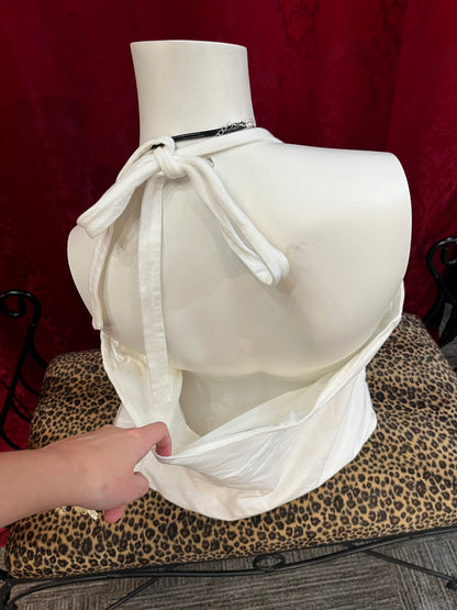 XL - White Bejewelled Halter Top