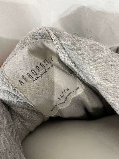 L/XL - Aeropostale Applique Grey + White Zip Hoodie