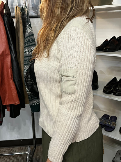 L - Jeanne Pierre 90s Cream Knit Sweater